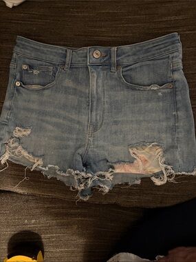 American Eagle Outfitters Light Blue Distressed Denim Jean Shorts